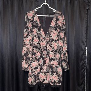 Black Floral Chiffon Romper